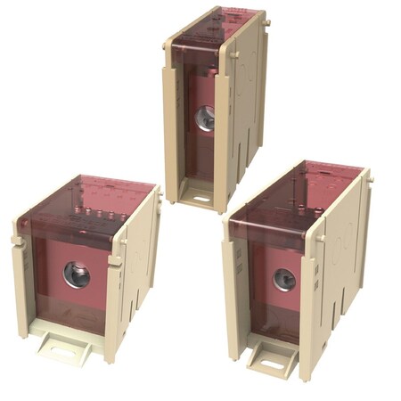 Burndy Distribution block, Three pole Finger Safe 4 AWG-500 kcmil (Run), 6-4/ BDBLCS6R3FS